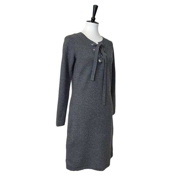 Vineyard Vines NEW Sweater Dress Merino Wool Tie Neck Gray Women’s Size Small - Picture 2 of 11